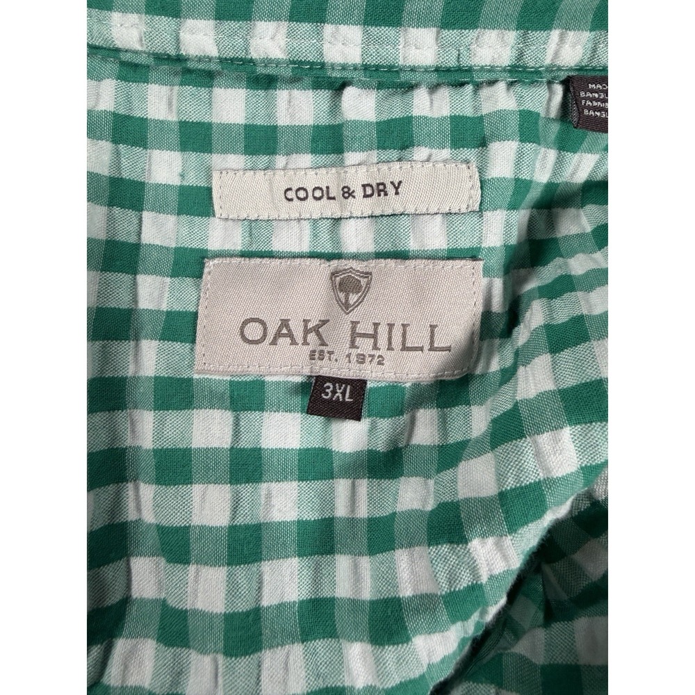 Oak Hill Cool & Dry Men's 3XL Green Gingham Seersucker Button Down Shirt - Picture 4 of 9